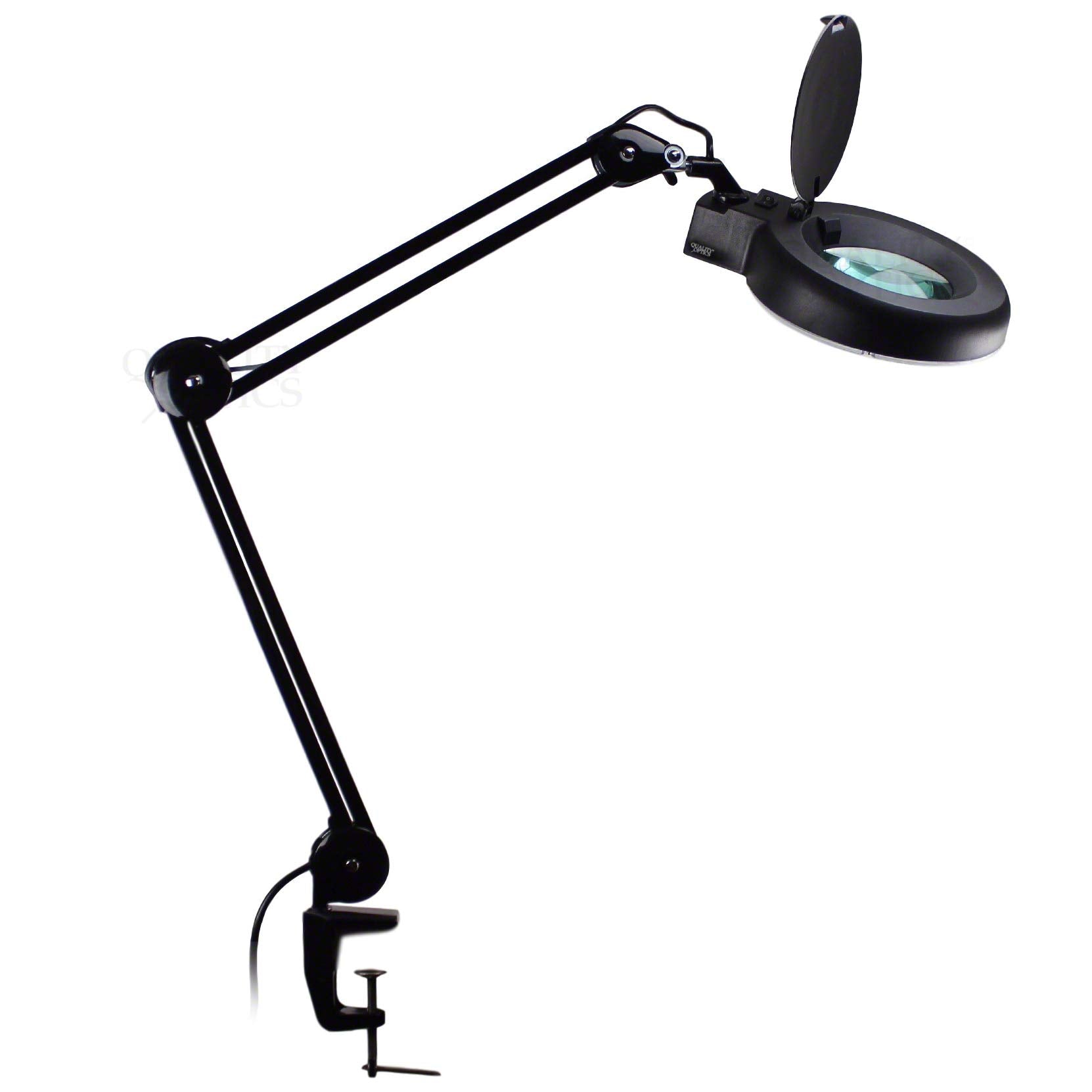 Quality Optics® Professional Series Illuminated Workstation Swing Arm Magnifier Black 8Led Diopter