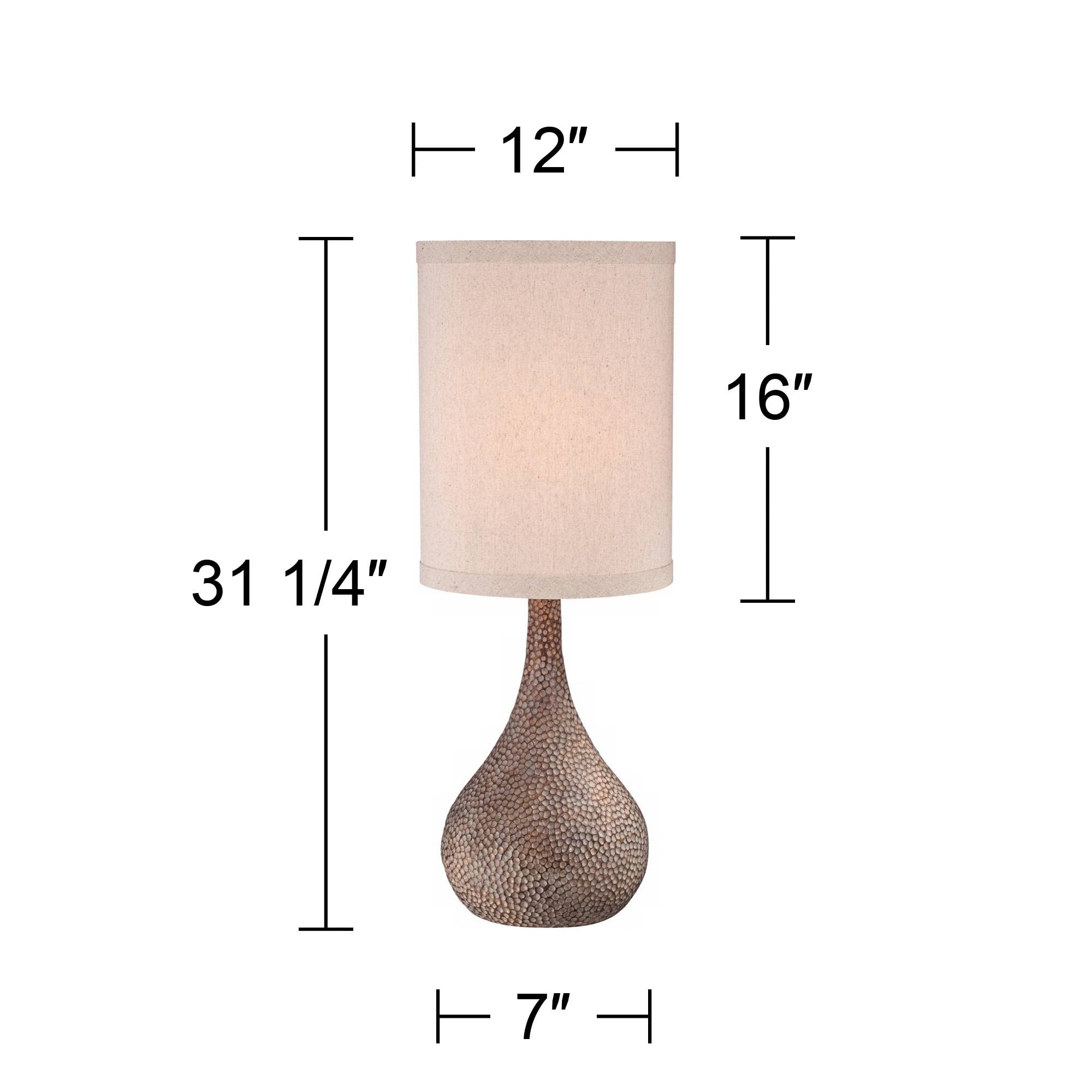 360 Lighting Gourd-Shaped Table Lamp 31.25in Tall Antique Bronze Resin White Linen Shade Model Y8112