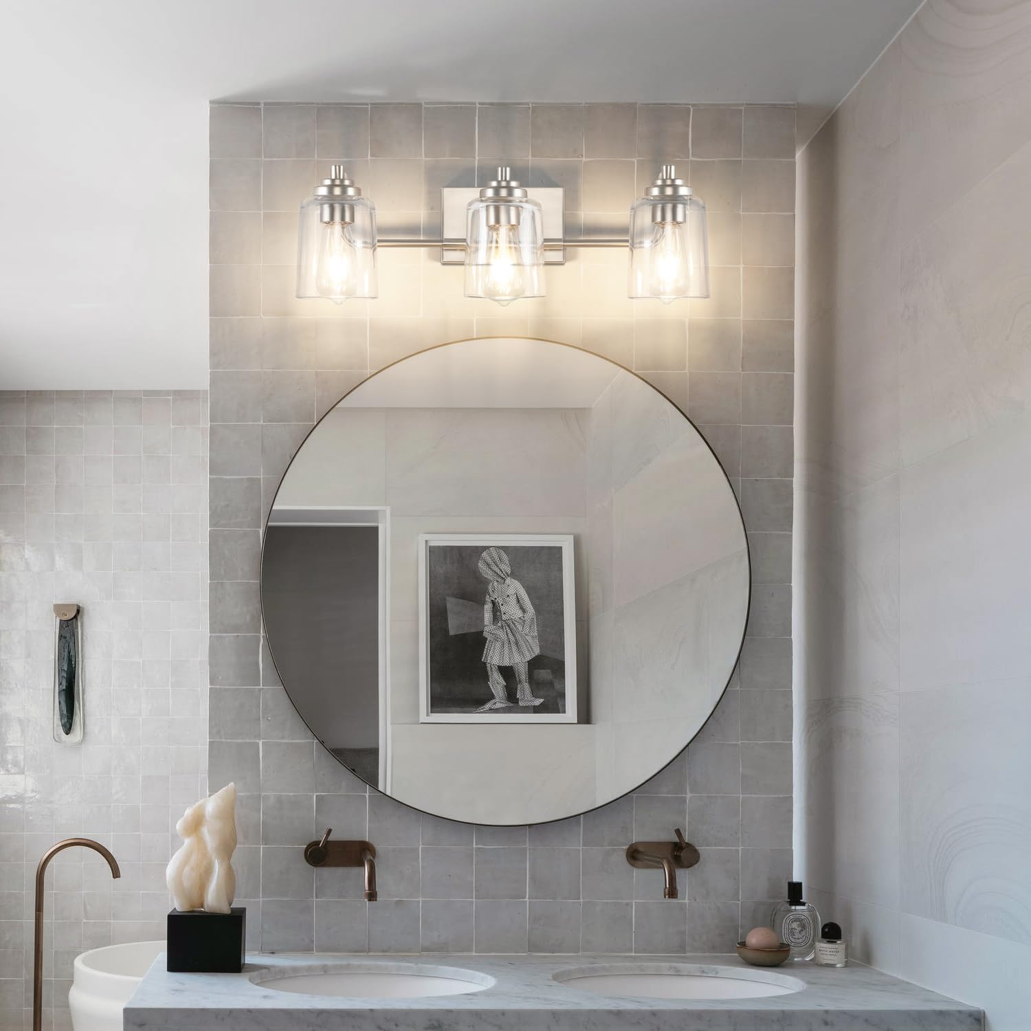 Solfart Brushed Nickel Bathroom Lights Over Mirror 3 Lights Vanity Lights For Bathroom Bathroom Light Fixtures Vanity Lighting M