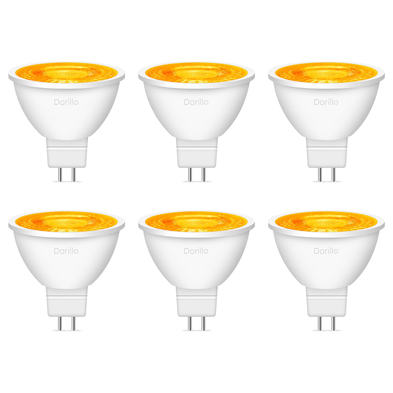 Dorillo Mr16 Orange Led Light Bulbs 6 Pack  6W (50W Equivalent)  Gu5.3 Bi-Pin 12V  Non-Dimmable  38 Beam  Halloween Party Lighting For Garden  Trees  Pathway  Yard
