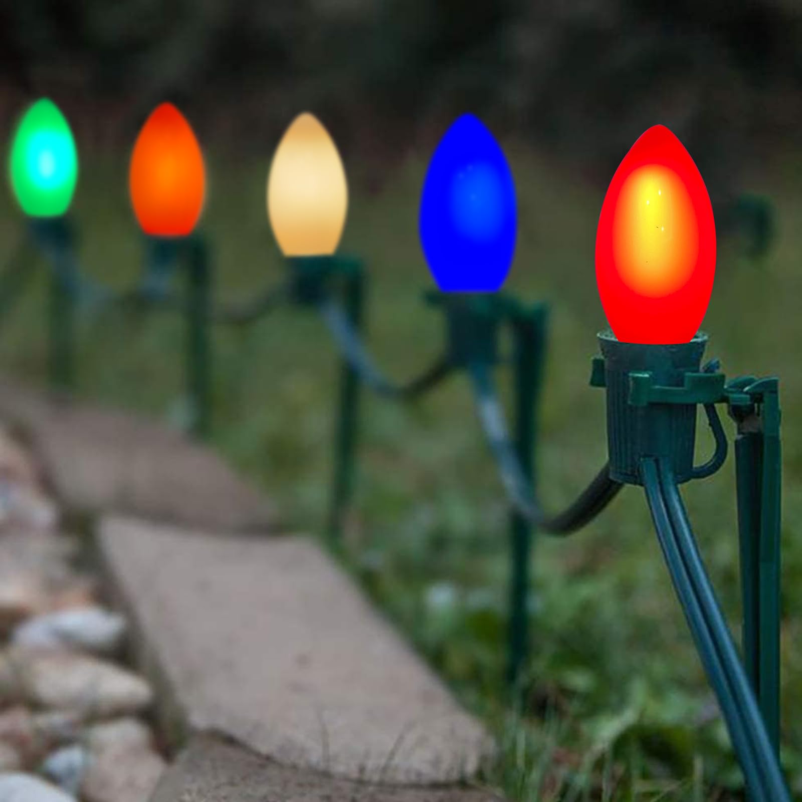 Goothy 25 Pack Multicolor C9 Led Christmas Light Bulbs, C9 Replacement Bulbs For Christmas Outdoor String Lights, E17 Base Led B