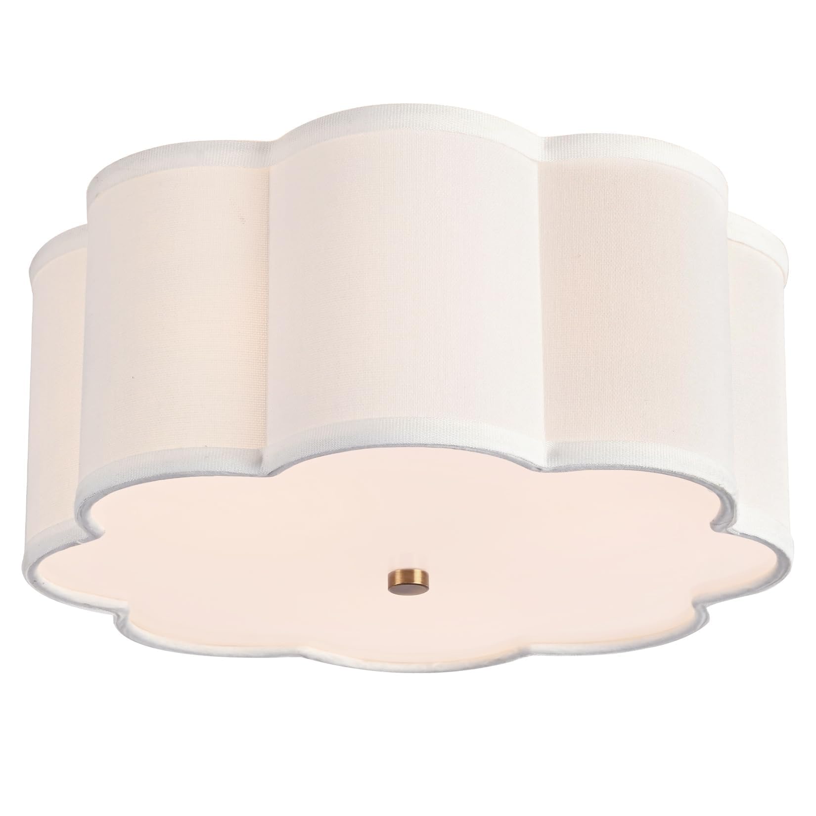 Bargeni Semi Flush Mount Ceiling Light,13 Inch Drum Ceiling Light Fixture,Light Fixtures Ceiling Mount With Cream White Fabric S