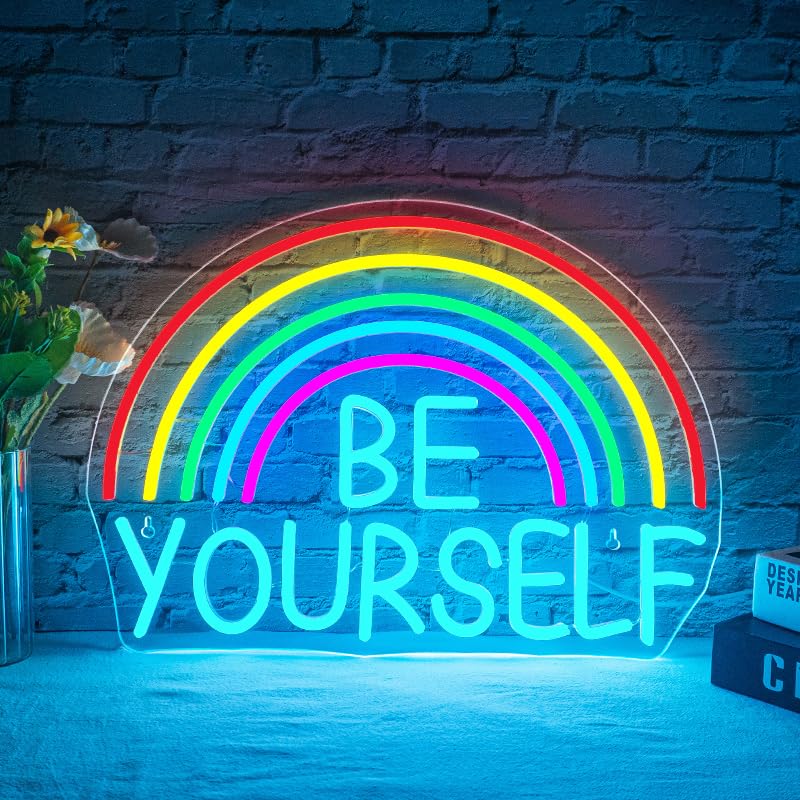 WLHOPE Neon Sign for St. Patricks Day, Dimmable Rainbow Clover Light, 32 cm x 34 cm, Acrylic Wall Decor for Bedroom Living Room