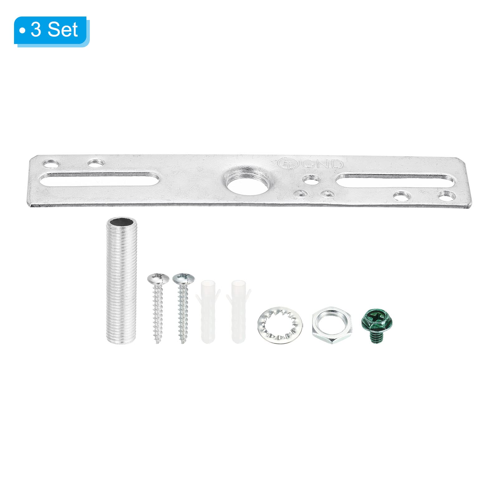Patikil 4" Ceiling Light Plate Kit, 3 Pack Light Crossbar Mounting Bracket Universal Lamp Fixture Hardware Set For Chandelier Wall Light, Silver