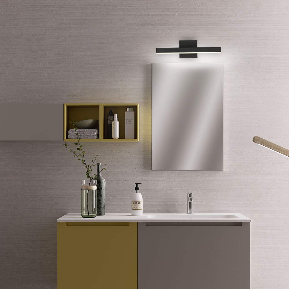 Joossnwell Led Bathroom Vanity Lighting Fixture Modern Bath Light Bar 15.75Inch Black Wall Sconce 12W 4000K