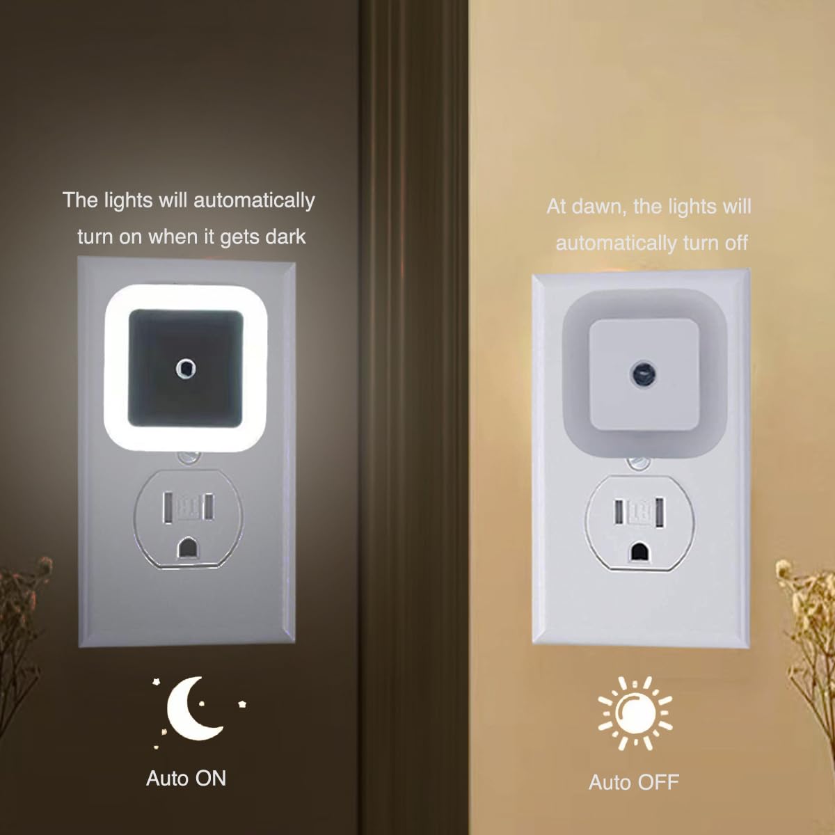 Jininq Night Light 0.5W Plug In Night Light Smart Sensor Dusk To Dawn Sensor Led Lamp,Bright Nightlight Auto-On/Off For Kitchen,