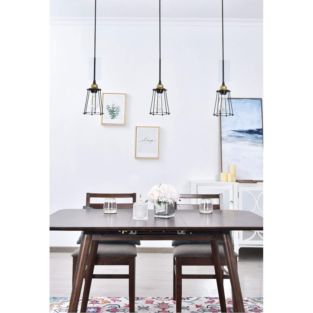 Living District Indoor Modern Home Decorative Bright Ceiling Auspice 3 Light Brass and Black Pendant