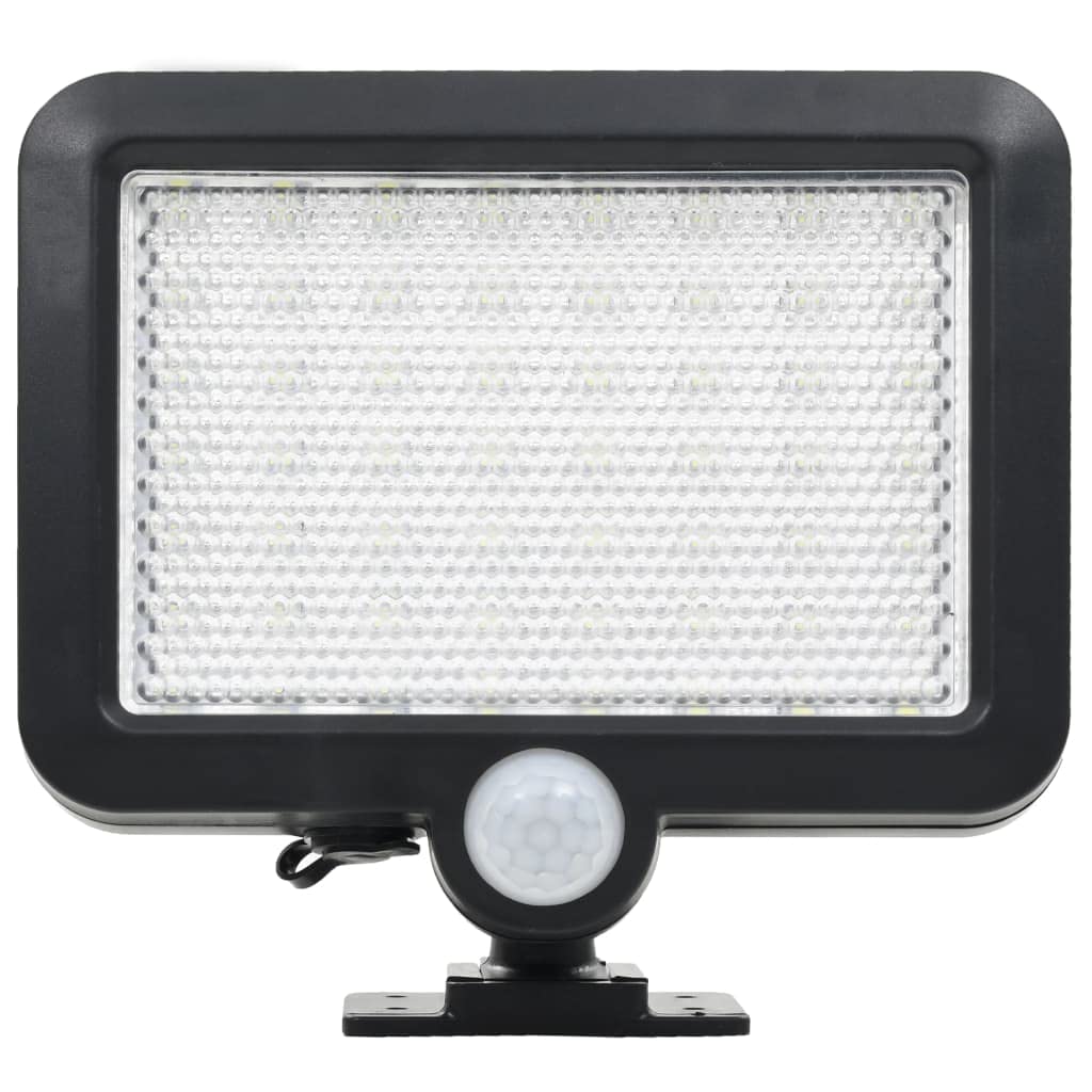 vidaXL Solar Powered Outdoor Lamp with Motion Sensor, 56 LED Lights, Weather-Resistant, Medium, Black, Model 44410