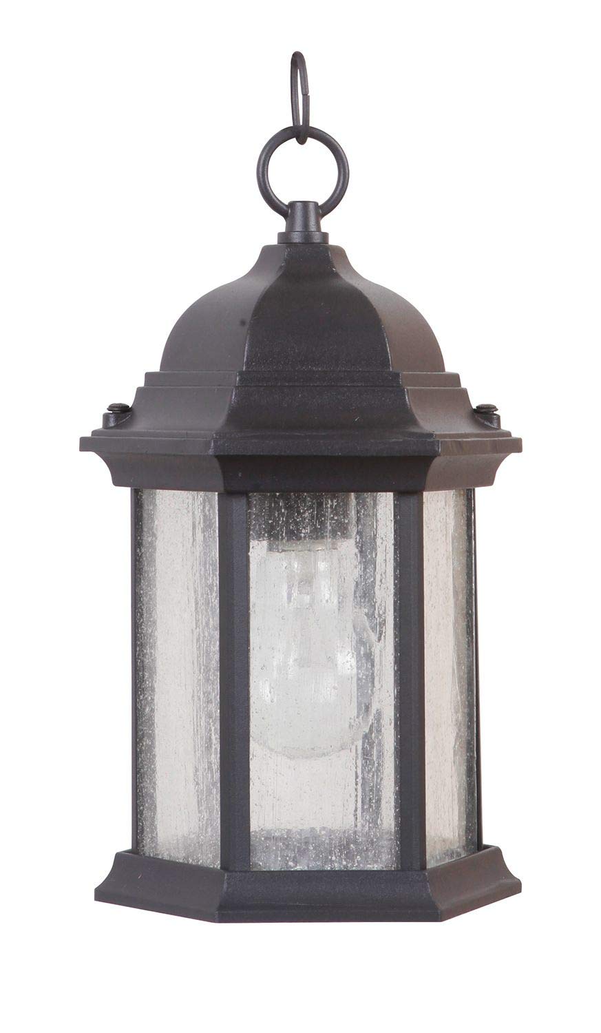 Craftmade Outdoor Pendant Light, 1-Light, 100 Watt, Matte Black, Model Z291-TB-CS, Glass and Aluminum, 11inH x 7inW