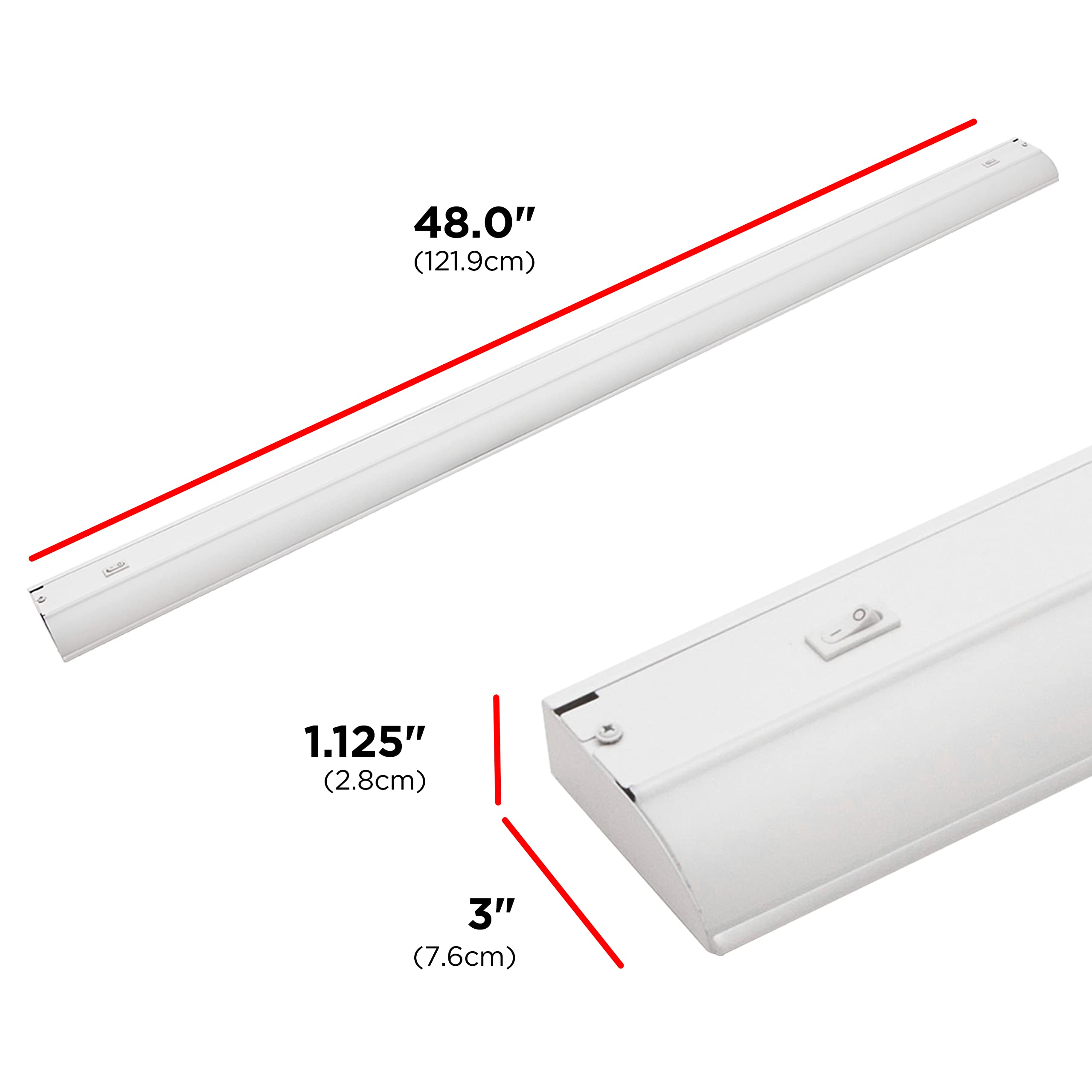Ultrapro 48 Inch Hardwired Under Cabinet Lights, 3 Color Settings - 2700K/4000K/5000K - Warm White, Cool White, And Daylight, Un
