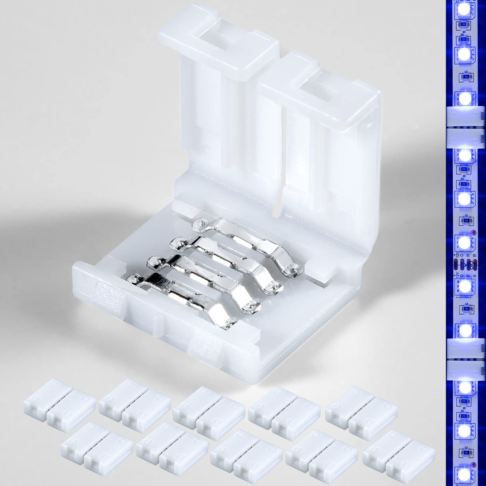 10PCS LED Strip Connectors - LED Light Connectors, 4 Pin 10mm LED Connectors for Strip Lights, LED Light Strip Connectors, LED S