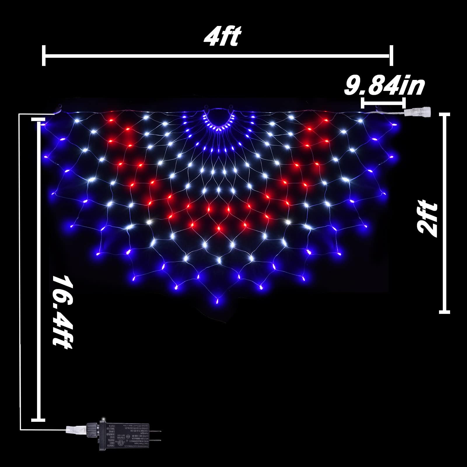Leisure World 150 Led American Flag Lights, 3 Pack, 8 Modes, Outdoor Patriotic Decor