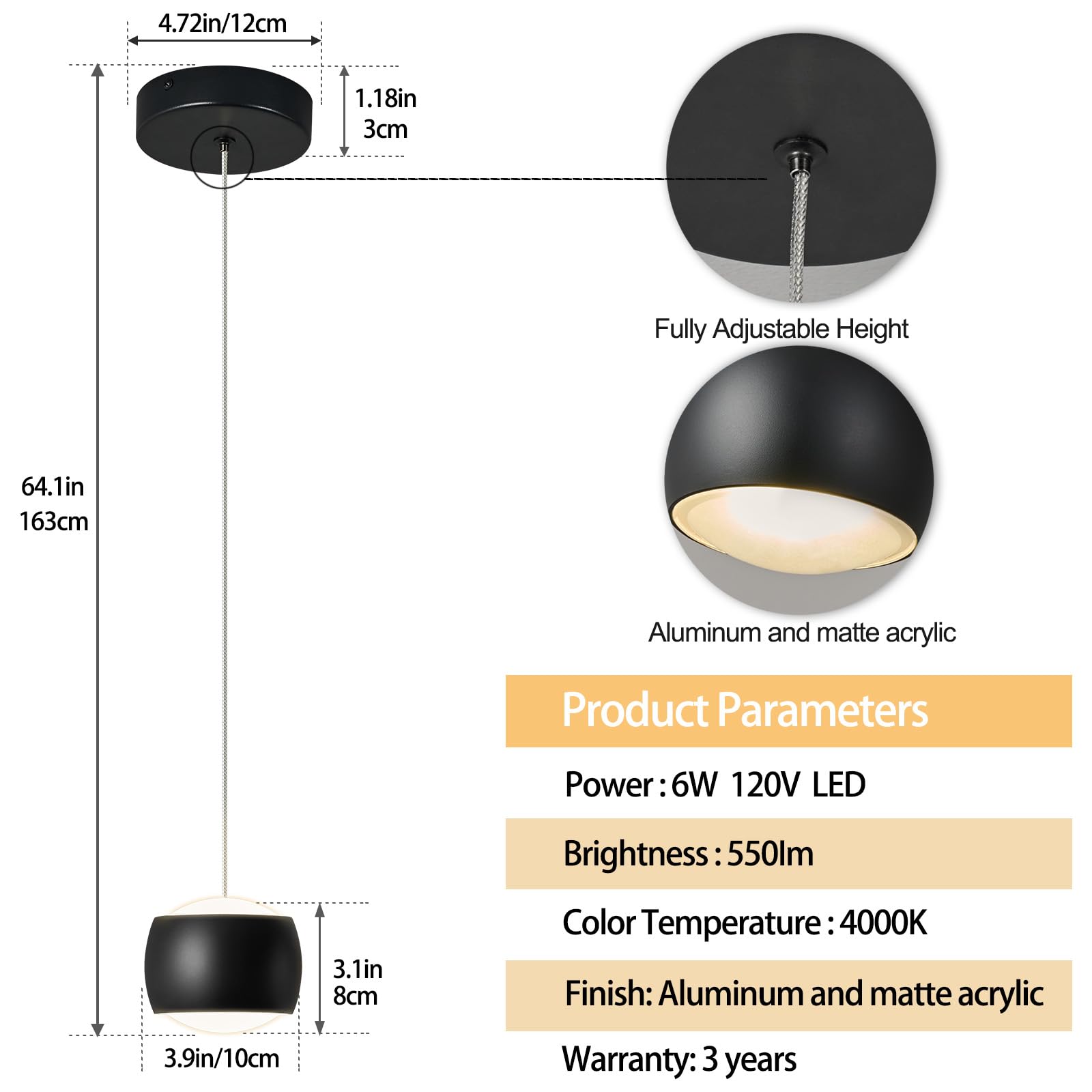 Adcthome Modern Led Dimmable Pendant Light Fixtures Mini Island Pendant Lighting For Kitchen Island Dinning Room Bedroom Bar  Kitchen Island Ceiling Hanging Light Fixtures(Black-2-Pack)