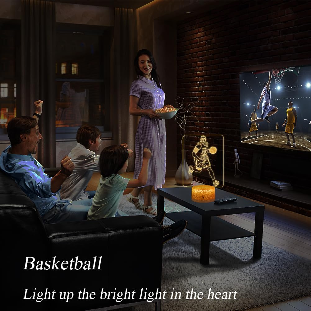 HYODREAM Basketball Night Light - 16 Color Changing, Dimmable Decor Lamp for Boys, Remote & Smart Touch, White, Model HYO203