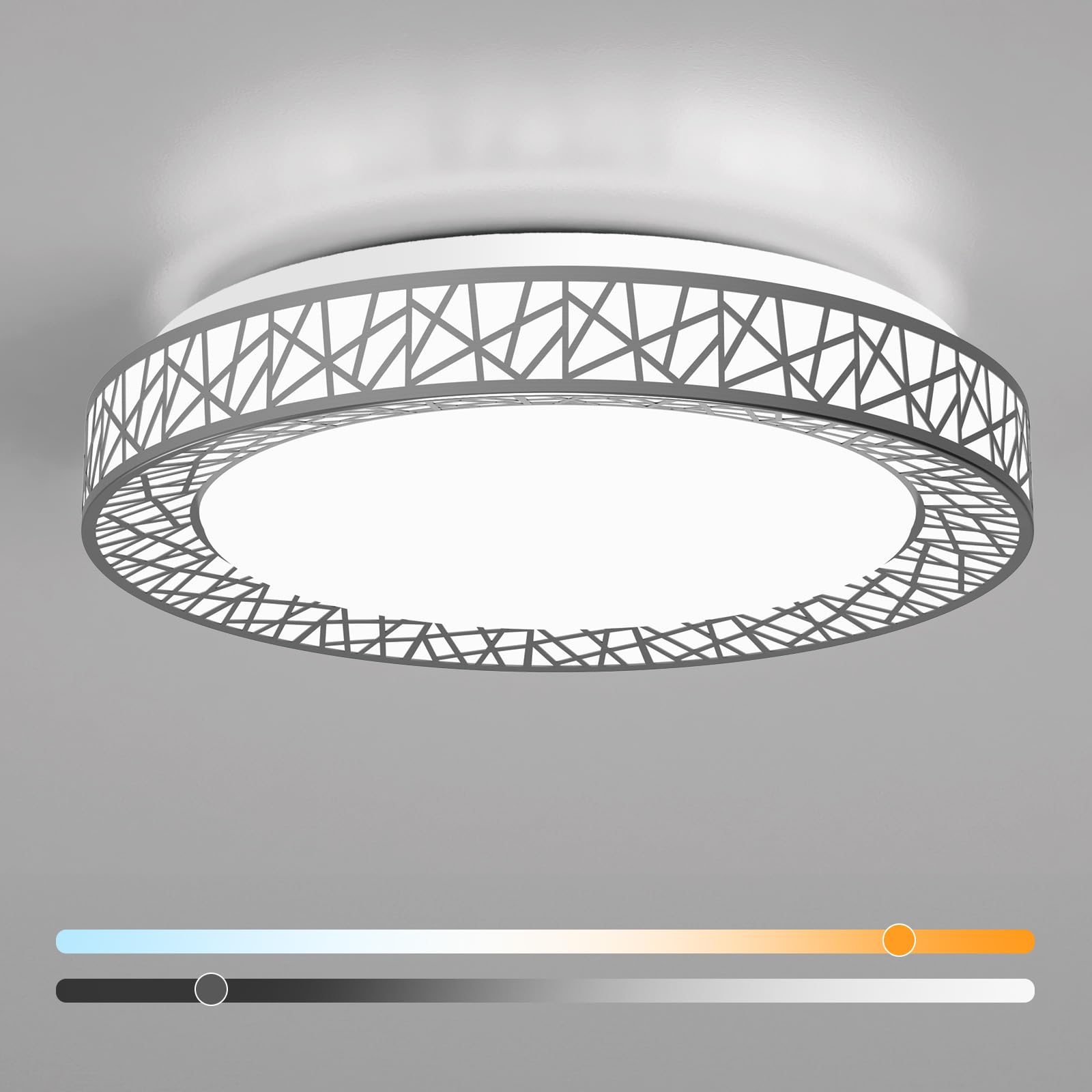 Lightania 18 Inch Flush Mount Ceiling Light, Modern Brushed Nickel LED Ceiling Light Fixture, 35W 3500LM 2700-6500K Adjustable, 