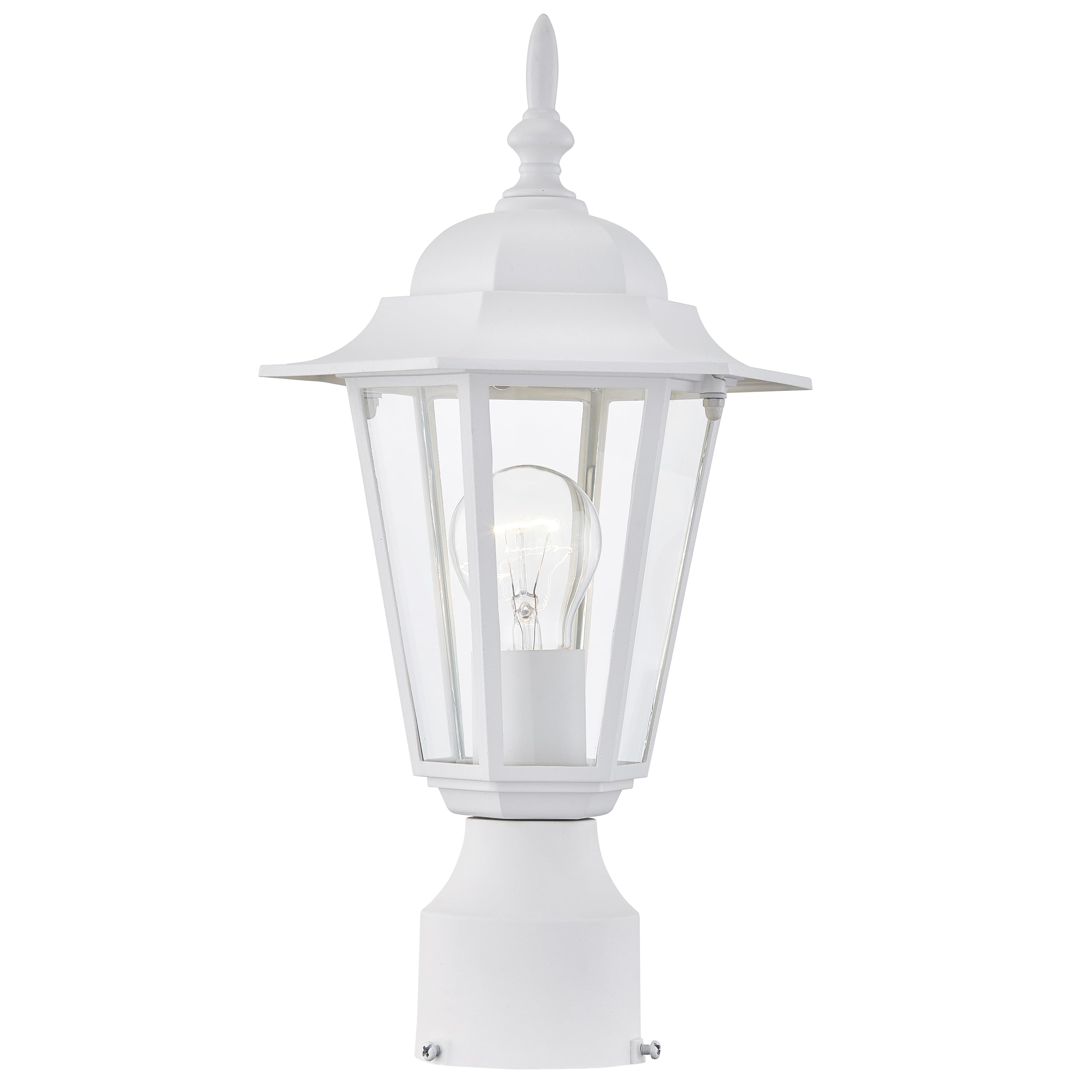 Outdoor Post Lights, Lamp Post Light Fixture with E26 Socket, White Exterior Post Lantern with Clear Glass Shade, Pillar Outside