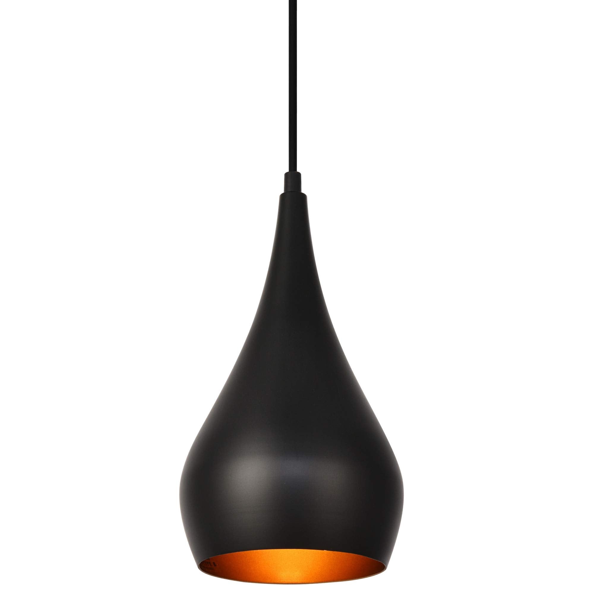 Elegant Lighting Ldpd2001 Nora Single Light 6" Wide Mini Pendant With An Aluminu, Black