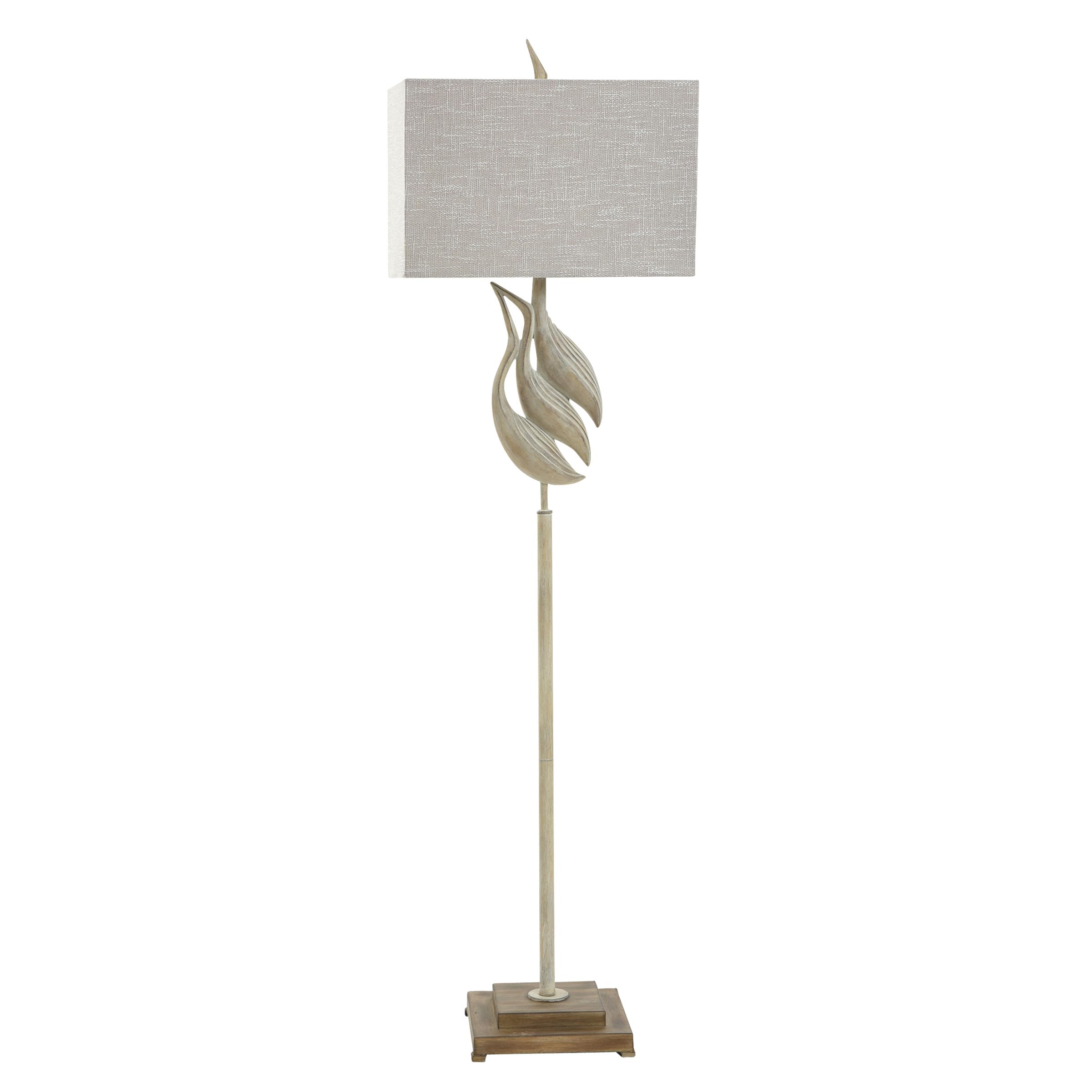Style Craft Norman Wyatt Home - Woodcut Egrets - Poly Floor Lamp - Rona Beige - Gray Shade