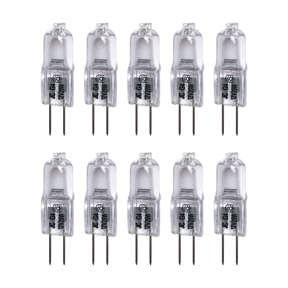 Vstar G4 12V 20W Halogen Bulb Jc Type Bi-Pin Light,Clear, G4 Bi-Pin Base, Halogen Light Bulb (20W 10Pack)