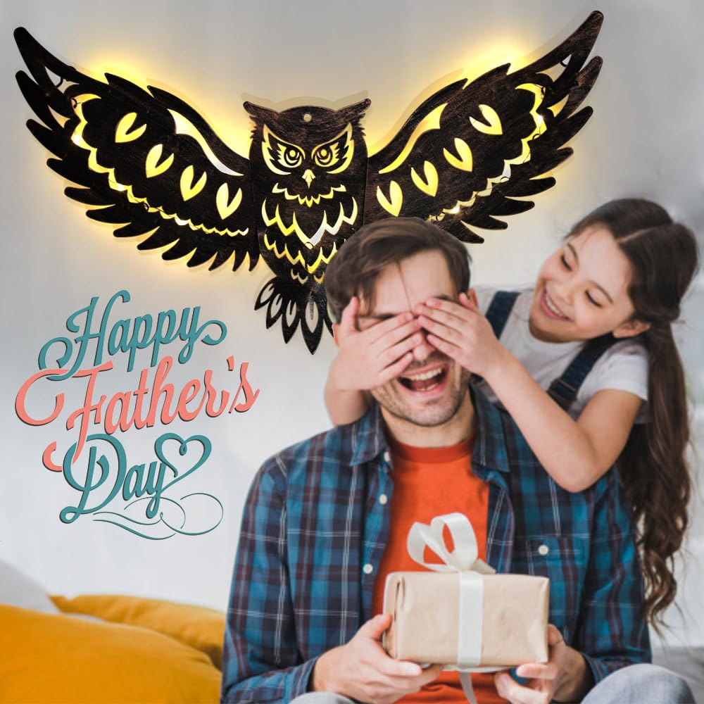 DIINOR Solar Metal Owl Wall Art Lights - Copper, Outdoor Garden Decor, Model OwlQD-1Pack, Perfect for Patio & Yard