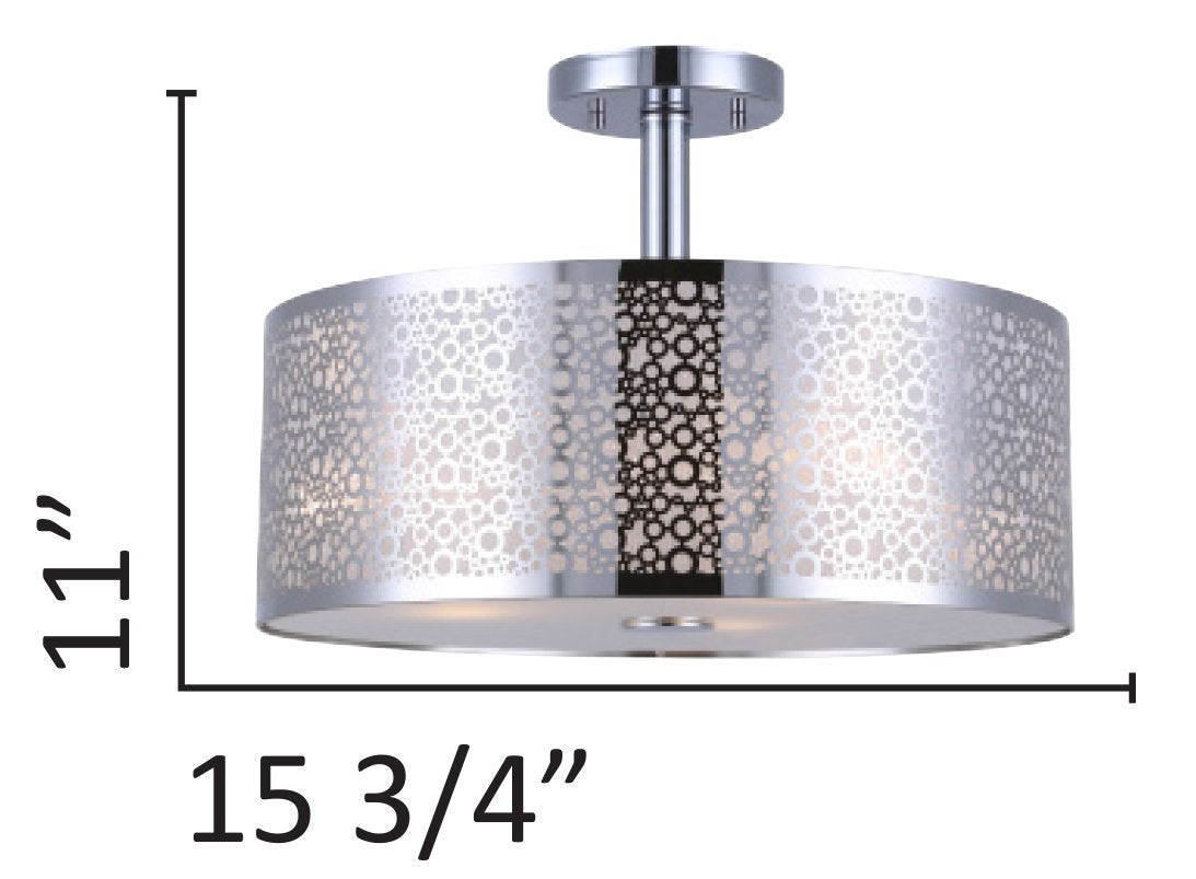 Canarm Piera 3-Light Semi-Flush Mount with Crystal, 15.75 inch, Chrome, Model ISF543A03CH, Glass Material