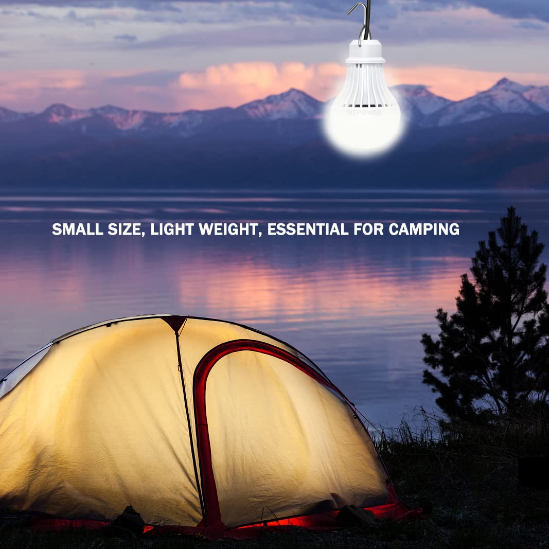 VTpower 4 Pack Portable LED Bulbs, 5W USB Camping Light with 2.5m Cord, White, for Garage, Outdoor, Emergency Use