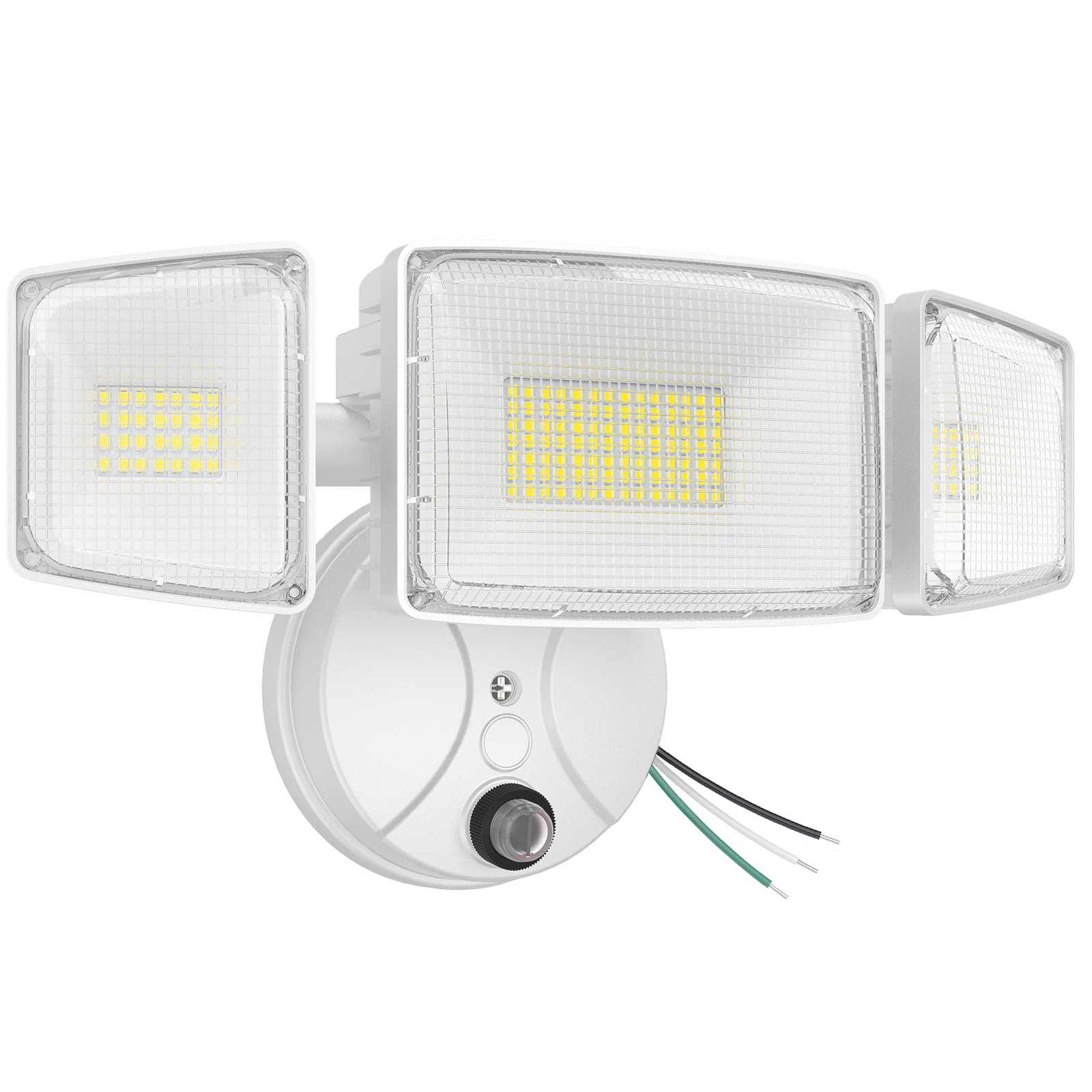 Onforu 100w Dusk to Dawn Outdoor Lighting 11000LM Led Outdoor Light from Dusk Till Dawn Super Bright Flood Light IP66 Waterproof Exterior Security White Light Fixture 3 Heads Photocell for Garage Yard
