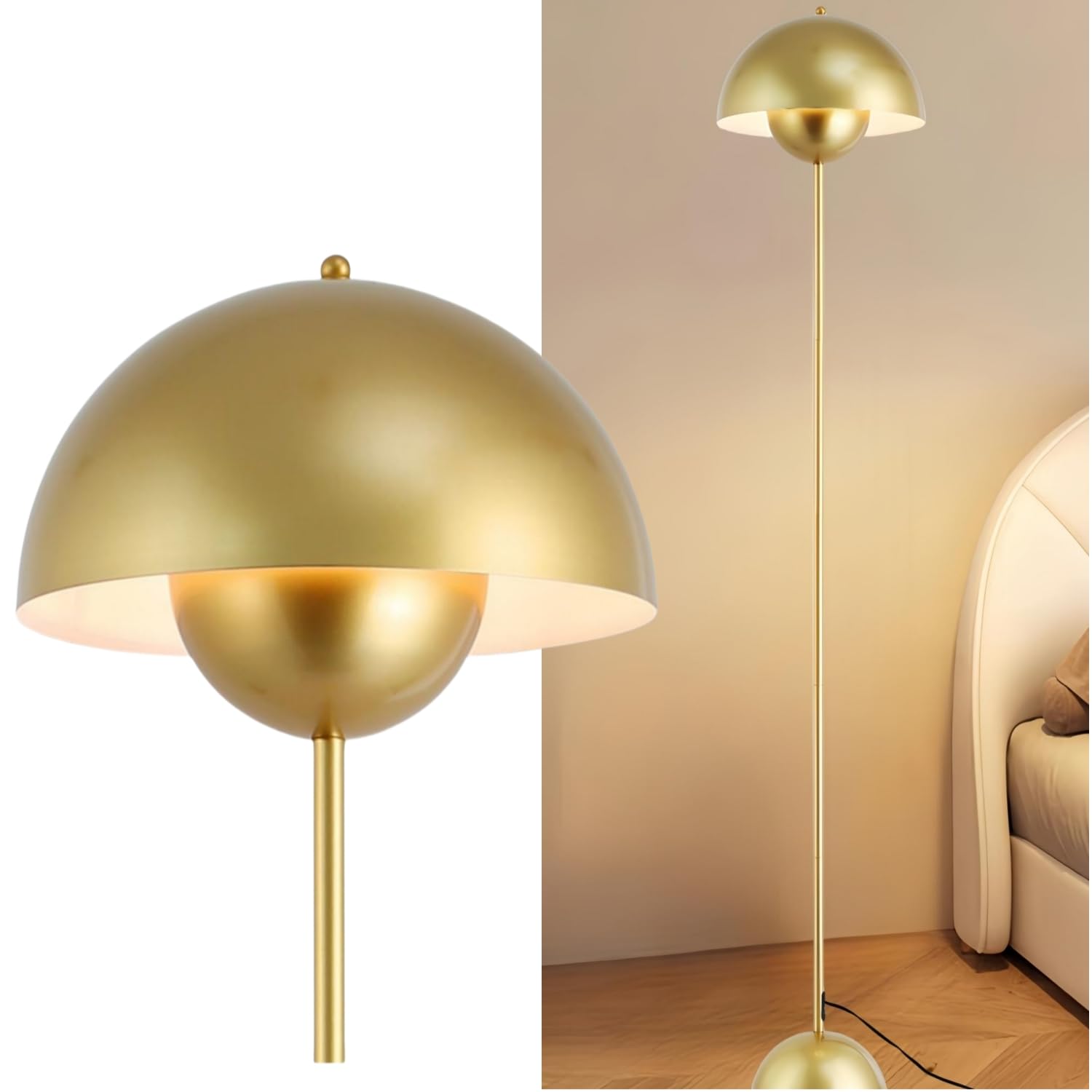COSYLUX Modern Floor Lamp for Living Room, Industrial Tall Standing Lamp for Bedroom, Metal Shade Reflecting Light Reading Floor