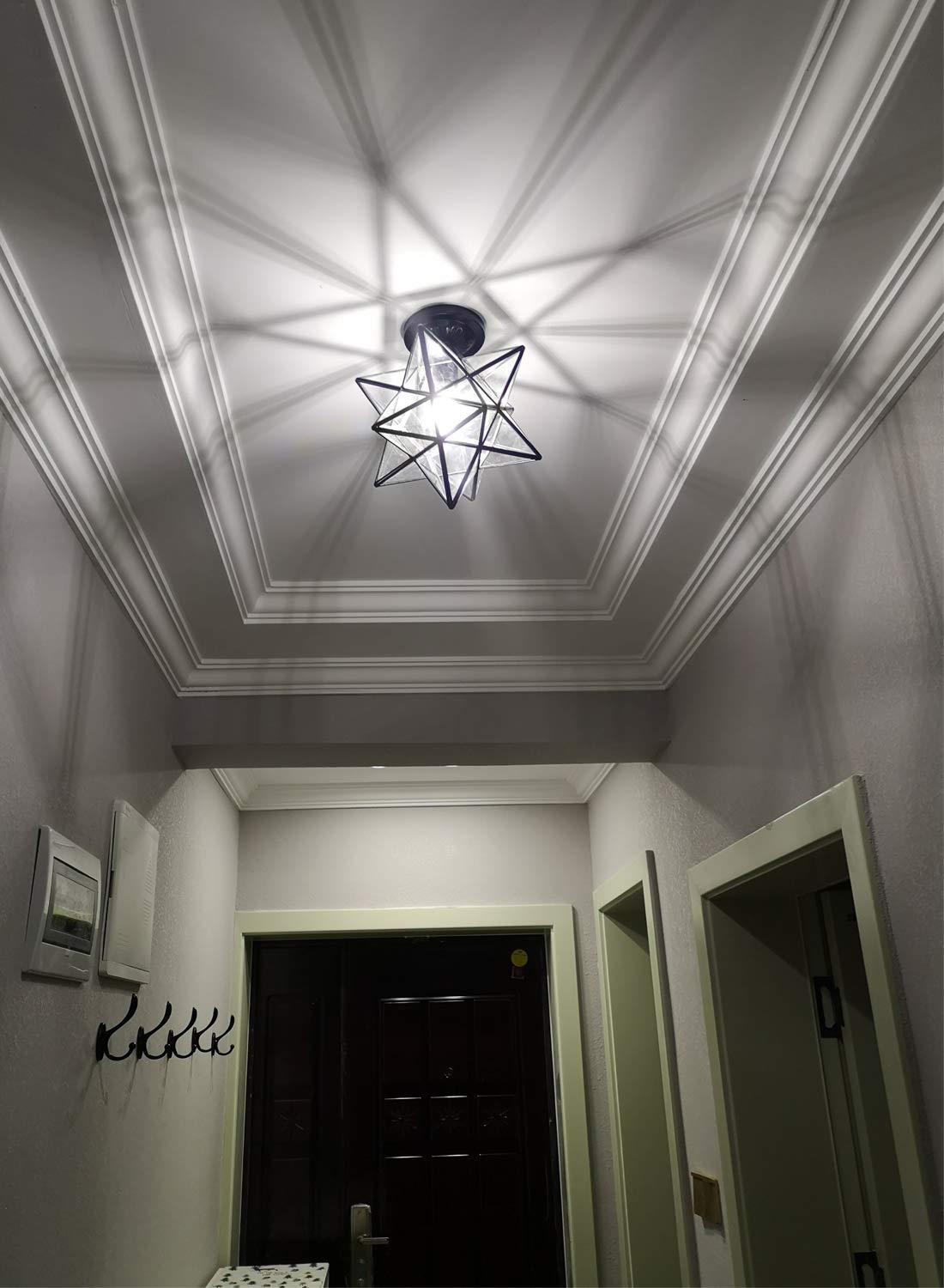Axiland Industrial Moravian Star Ceiling Light With 8-Inch Glass Shade, 1 Light