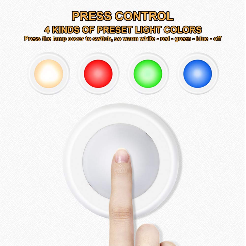 Sixdefly Wireless 16 Color Changing Led Puck Light 12 Pack Led Under Cabinet Lighting Closet Light Battery Powered Night Lights