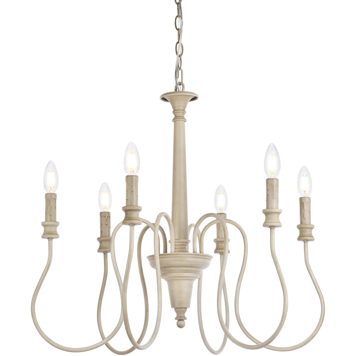 Living District Flynx 6-Light Mid-Century Metal Pendant In Weathered Dove
