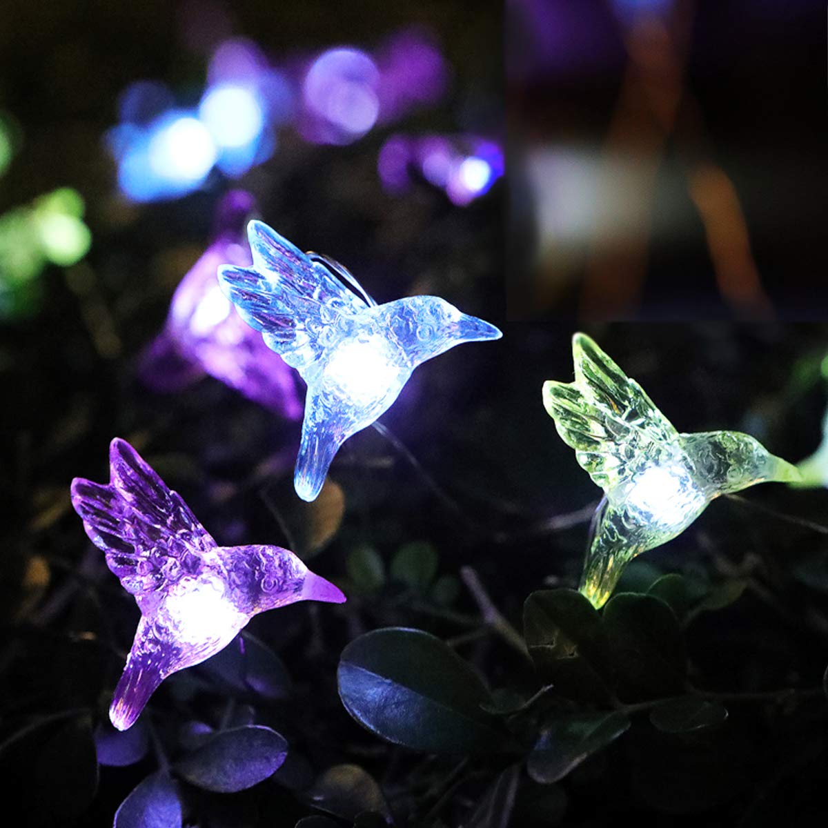 Wsgift Solar Hummingbird String Lights, 15.8 Ft, 30 Led Waterproof Fairy Lights For Garden