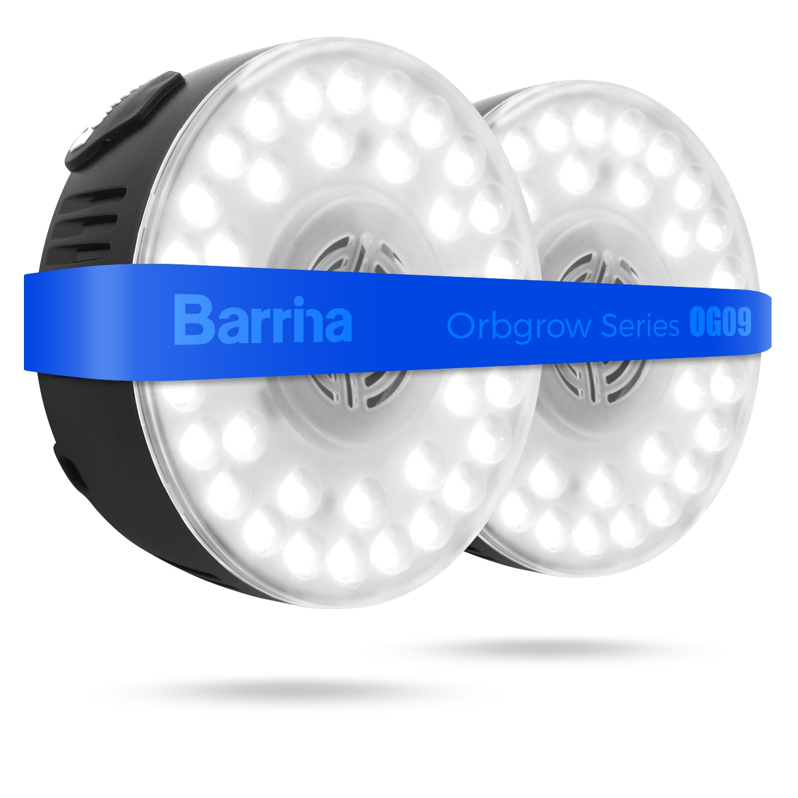 Barrina OG09 Puck LED Grow Light, Full Spectrum 5000K, 18W, 2 Packs, Aluminum, Magnetic & Linkable, Black