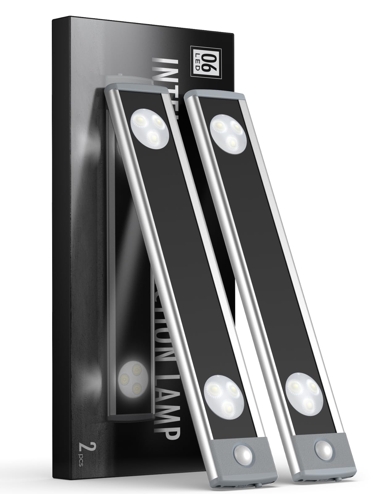 Yiger Wireless Motion Sensor Under Cabinet Lights, 10In Led Rechargeable Night Light (2 Pack)