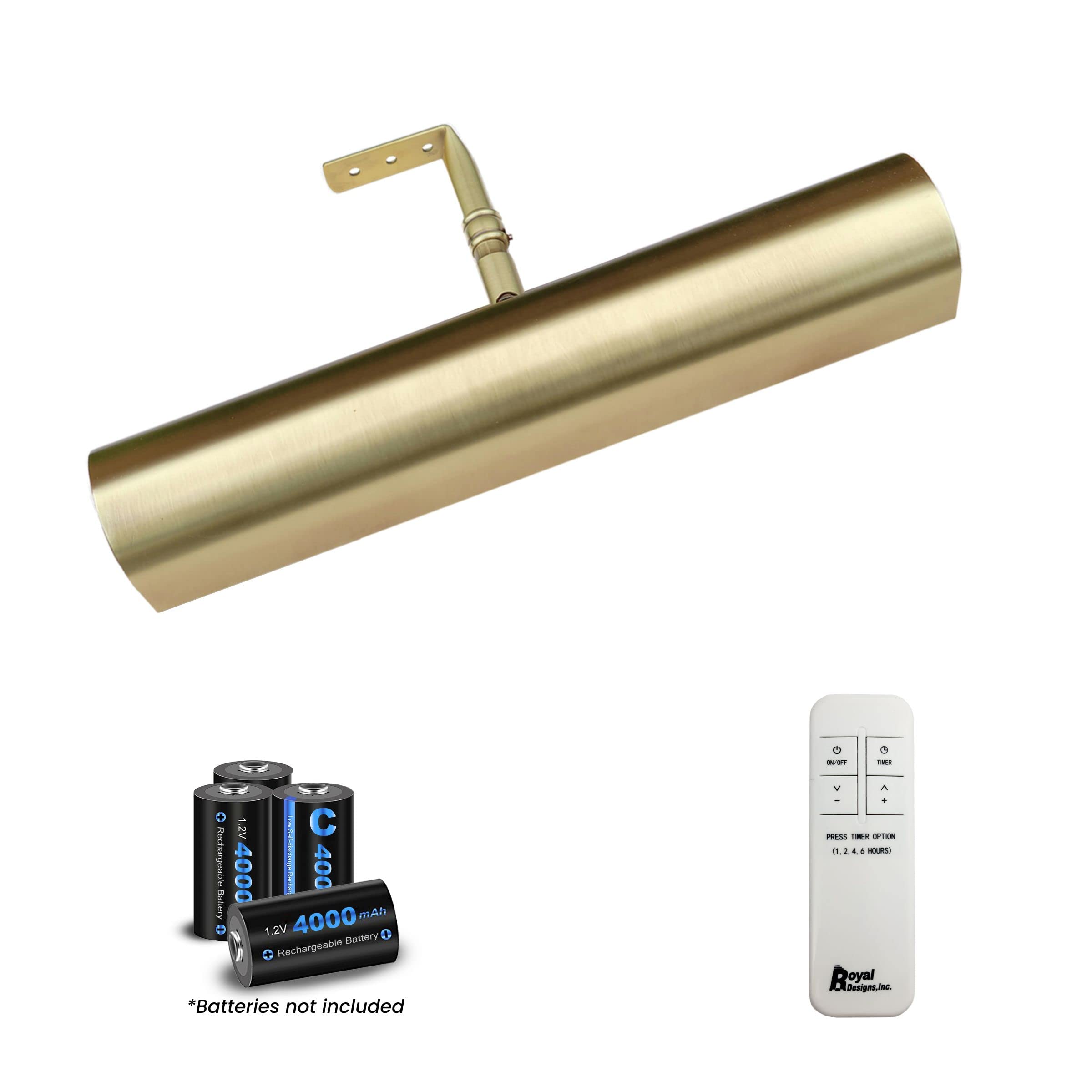 Royal Designs, Inc. Cordless LED Picture Light, Dimmable, 10.75 Inches, Brushed Satin Brass, Model PL-1010-10-BSB-2, 2 Pack