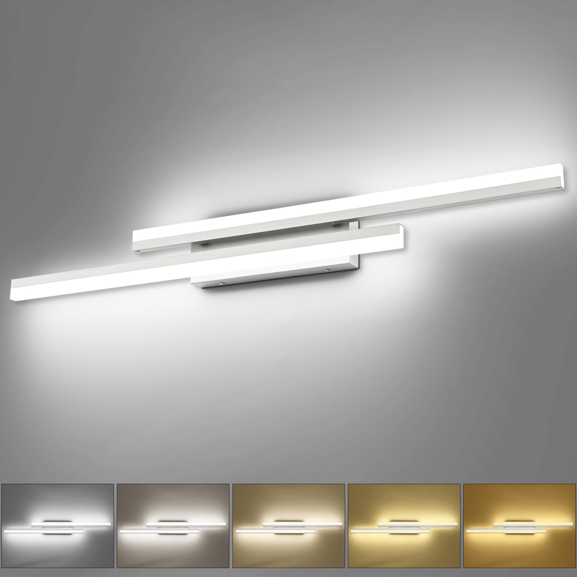 Presde Bathroom Light Fixtures 5 Color Changeable 40Inch Bathroom Vanity Light Over Mirror Modern Brushed Nickel Led Bath Vanity