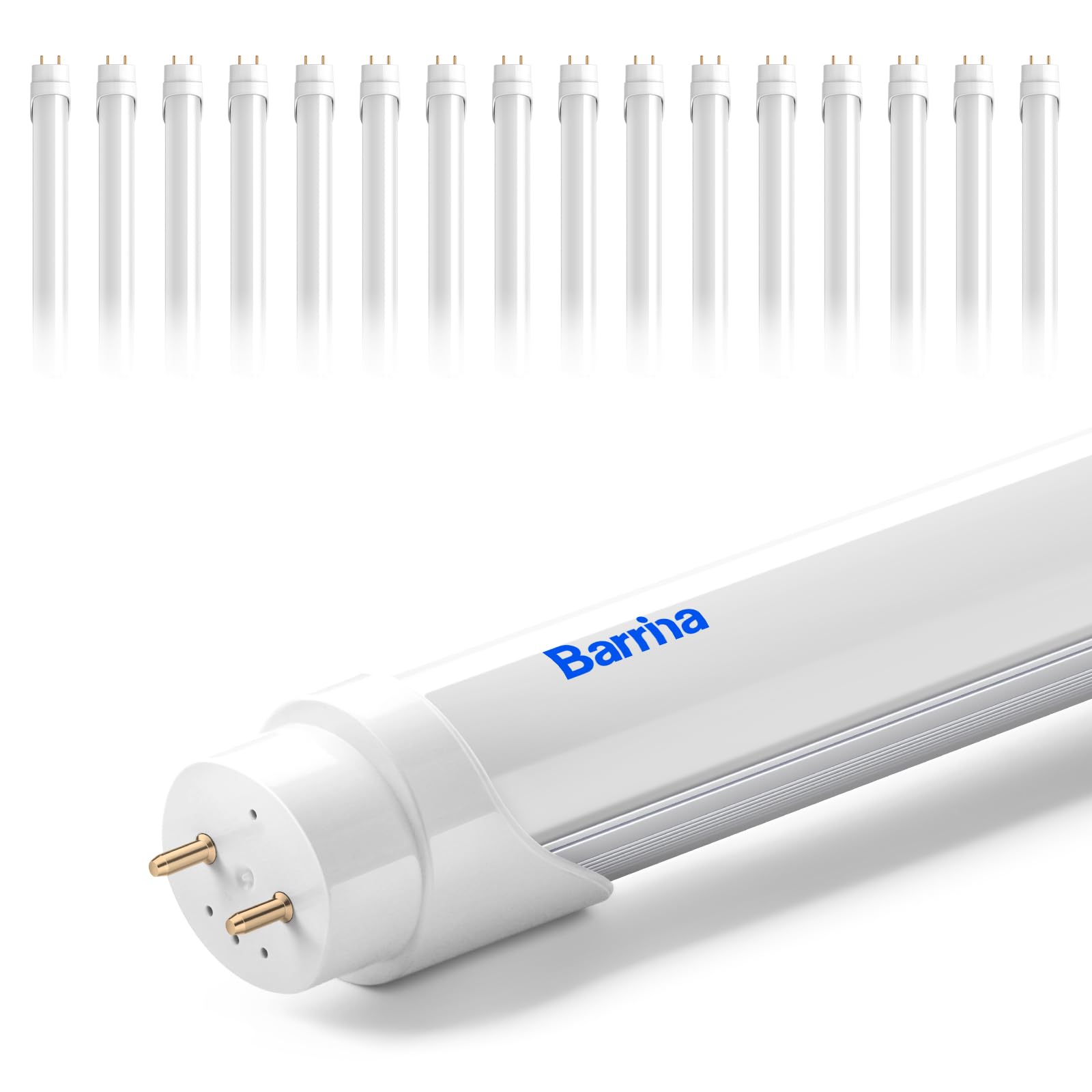 Barrina 4FT LED T8 Type B Light Tube, 24W, 3500LM, 6000K Bright Light, Ballast Bypass, 4 Foot T8 Fluorescent Replacement Tube, D