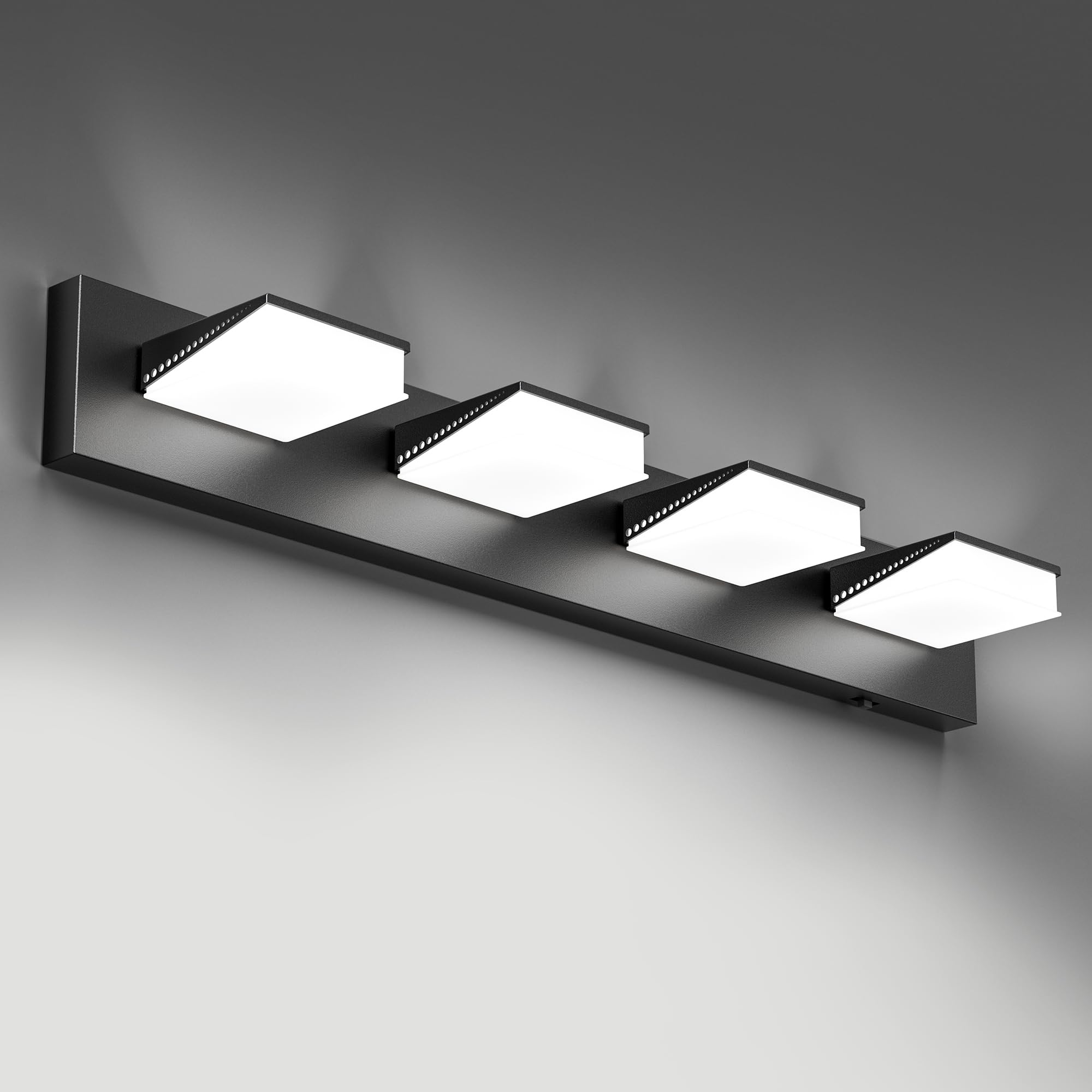 Jackyled Bathroom Vanity Light Fixtures, 270? Adjustable Modern 4-Light Vanity Lights Over Mirror, 32W 3 Color Lights 3000K/4500
