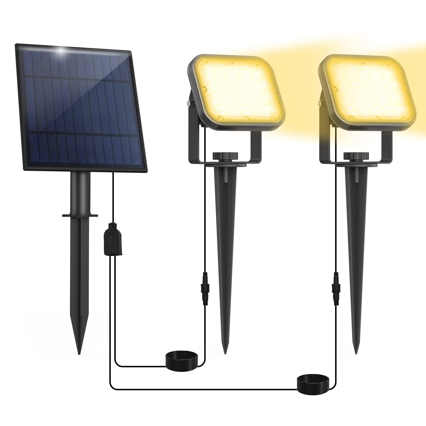 Crepow Solar Spot Lights Outdoor, 20 Led Ip65 Waterproof, Dusk-To-Dawn, Warm White, 2-In-