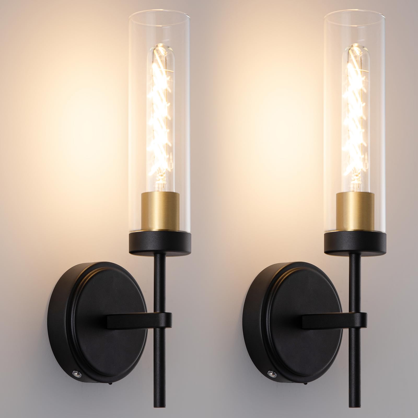 Loiogohot Wall Sconce, Battery Operated, 8000mAh, 100 Hours, Dual Color Temperature, Black&Gold, Model WL-BN1124-BKGD