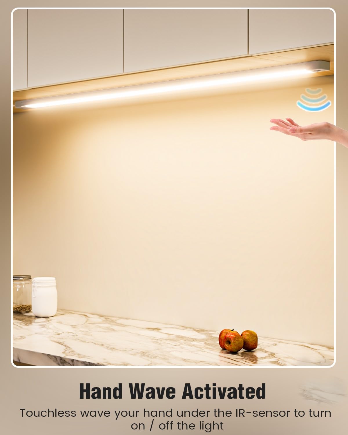 MYPLUS 36" Under Cabinet Lights, Dimmable LED, 4000K Natural White, Hand Wave Control, Plug and Play, Ideal for Kitchen & Closet