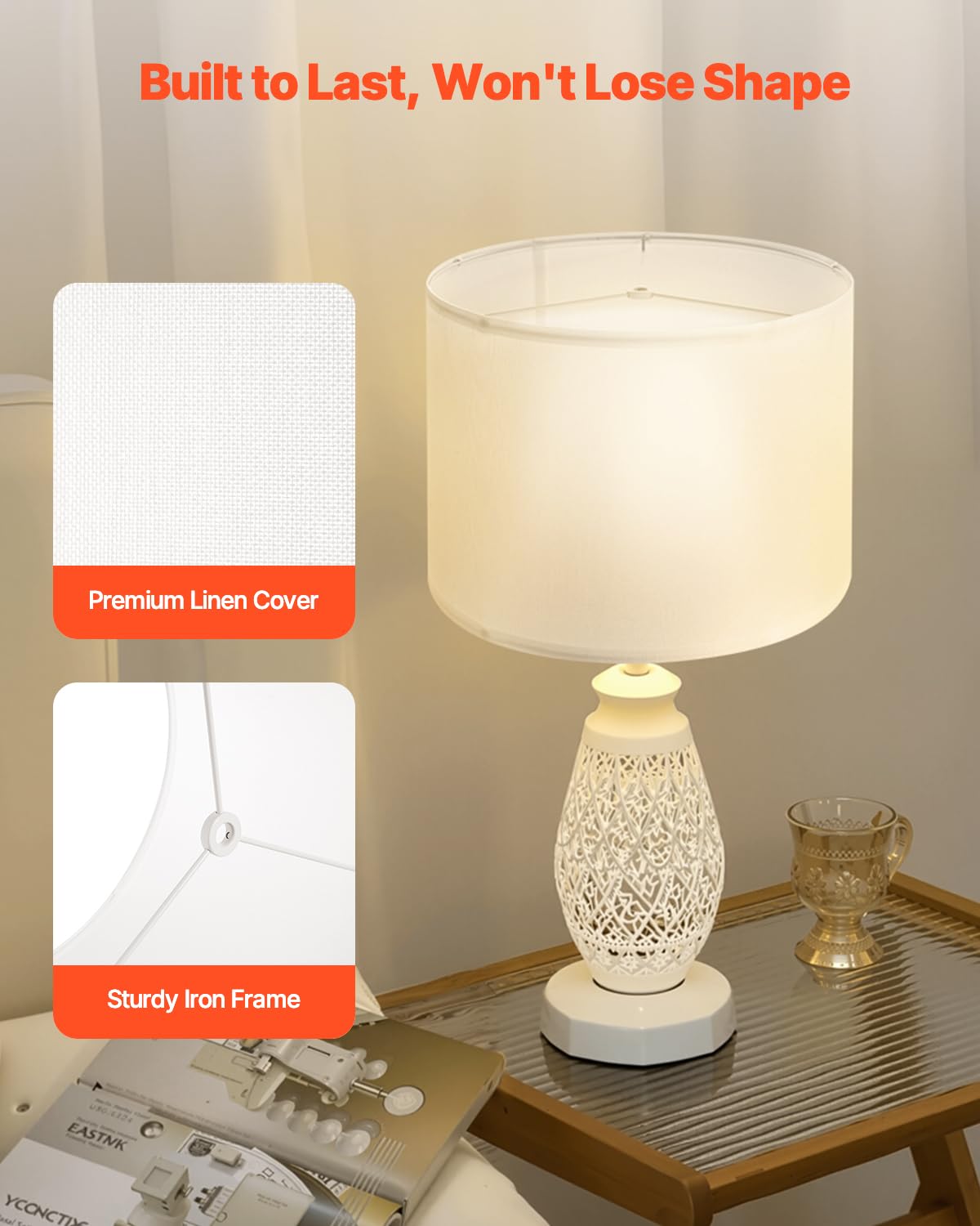 VEVOR Drum Lampshade, 13"x13"x10", Off-white Linen, Medium Replacement for Table & Floor Lamps, Model mibaixima 330*250H