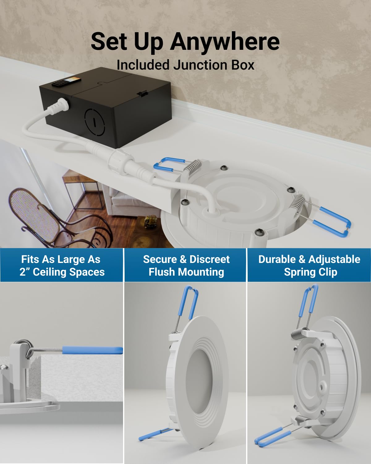 Sunco 12 Pack 3 Inch Recessed Lighting Led, Canless Ultra Thin Flush Mount Ceiling Fixture Light With Junction Box, 550 Lumens,