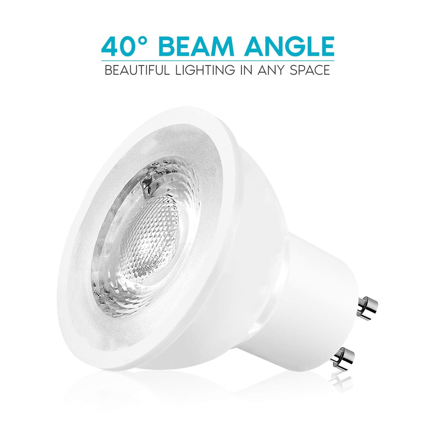 LUXRITE MR16 GU10 LED Bulbs, Dimmable, 5000K Bright White, 500 Lumens, 6 Pack, Enclosed Fixture Rated