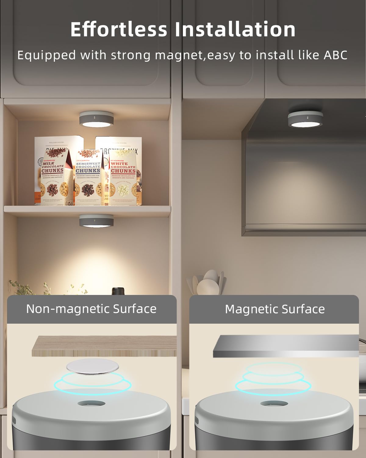 Usb Rechargeable Puck Lights With Remote, 1600Mah Battery Powered Push Lights Stick On Magnetic Tap Light For Closet Wireless Led Kitchen Under Cabinet Light Shelf Press Button Light Wall Touch Light