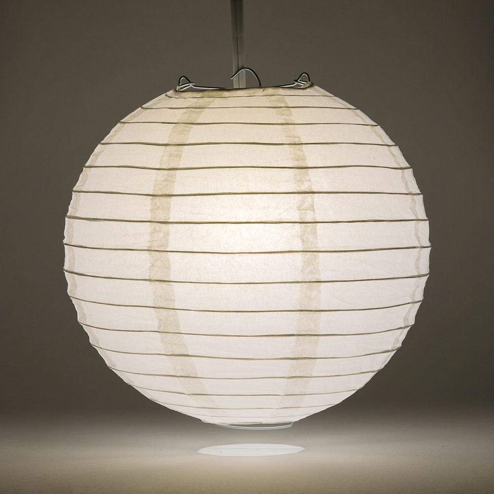 Quasimoon 20-Inch White Round Paper Lantern - Decorative Even Ribbing for Weddings, Parties, Home Accent