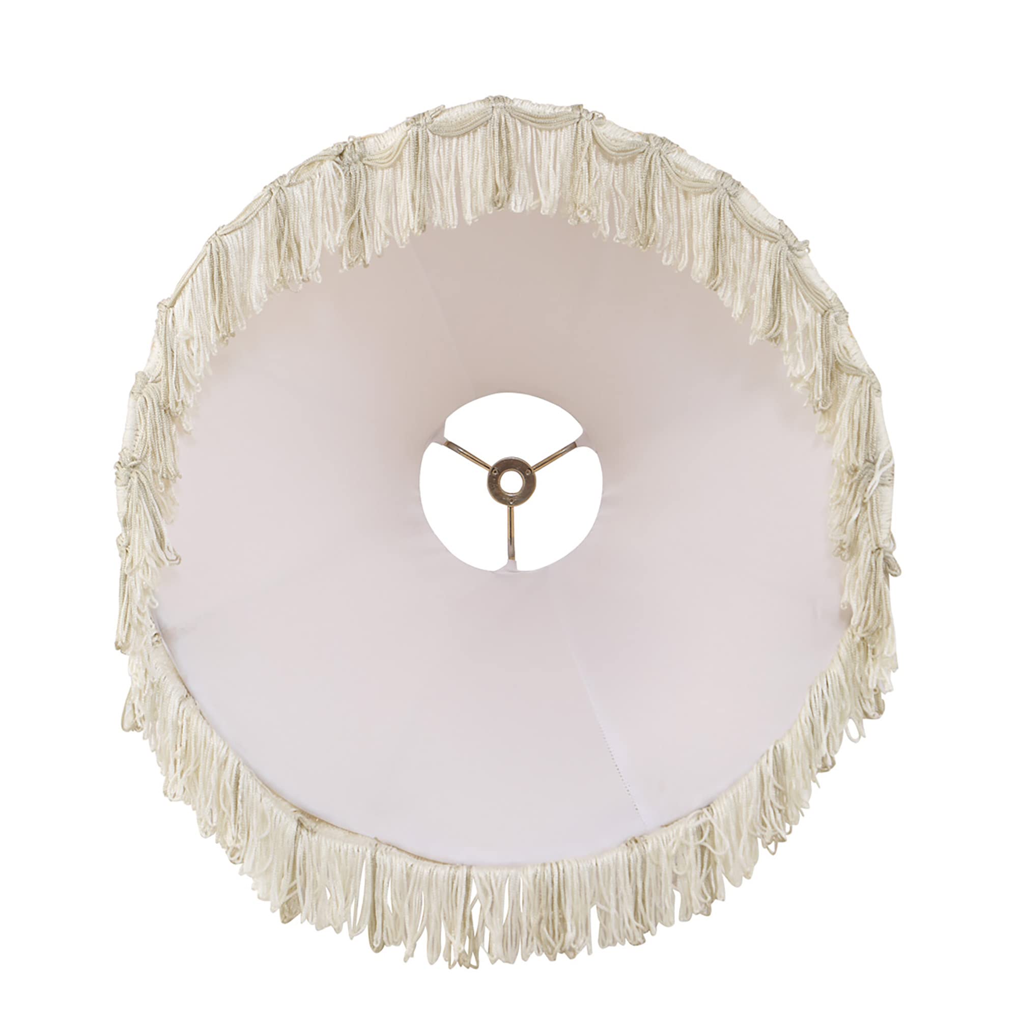 Aspen Creative 34501, Handsewn Off-White Spider Lamp Shade/Jacquard Textured Fabric With Fringe, 4&quot; Top X 13&quot; Bottom X 10&quot; Slant Height