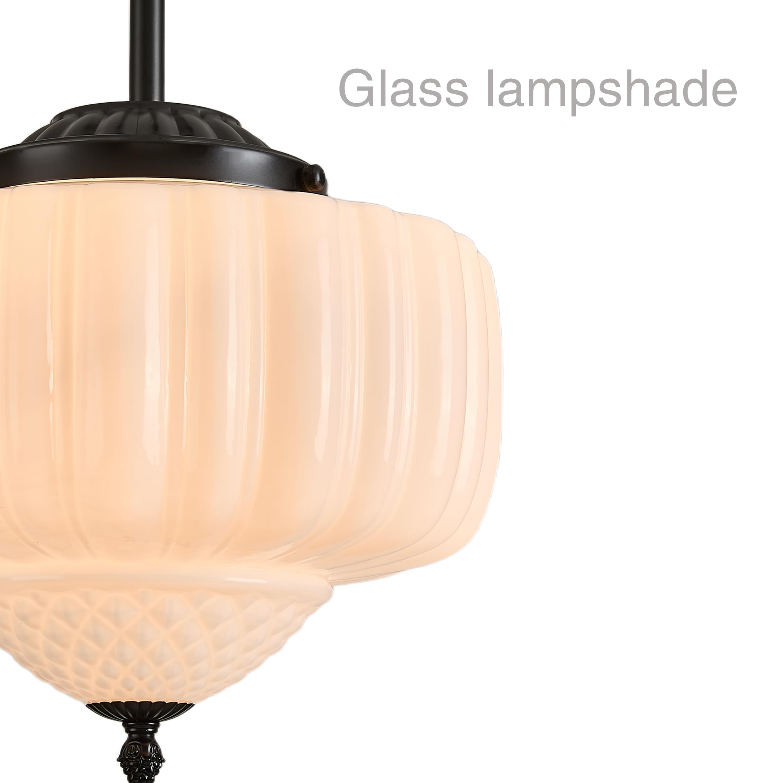 FCTWAKS Schoolhouse Pendant Light, 12" Adjustable Black Fixture with Milk Glass Shade, Mid Century Modern Design