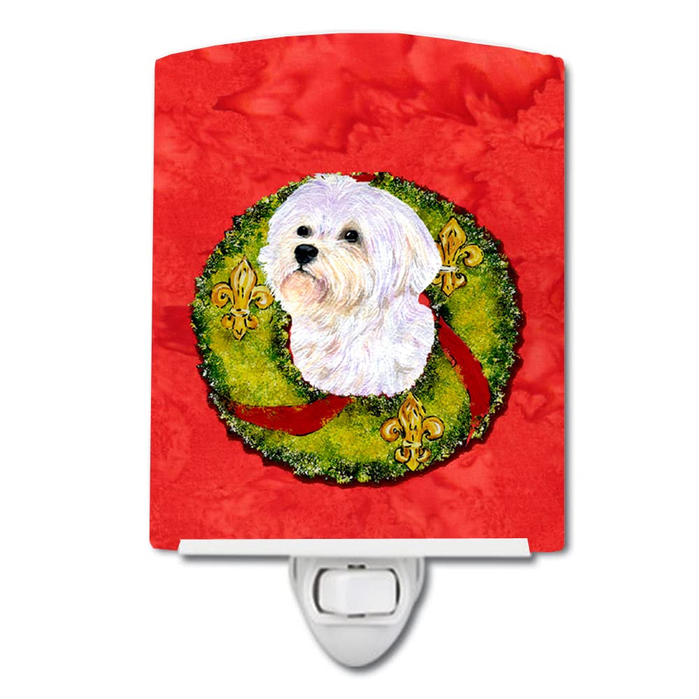 Carolines Treasures Ceramic Night Light, Maltese Wreath, UL-Certified, 6x4x3 inches, Multicolor, Model SS4171CNL