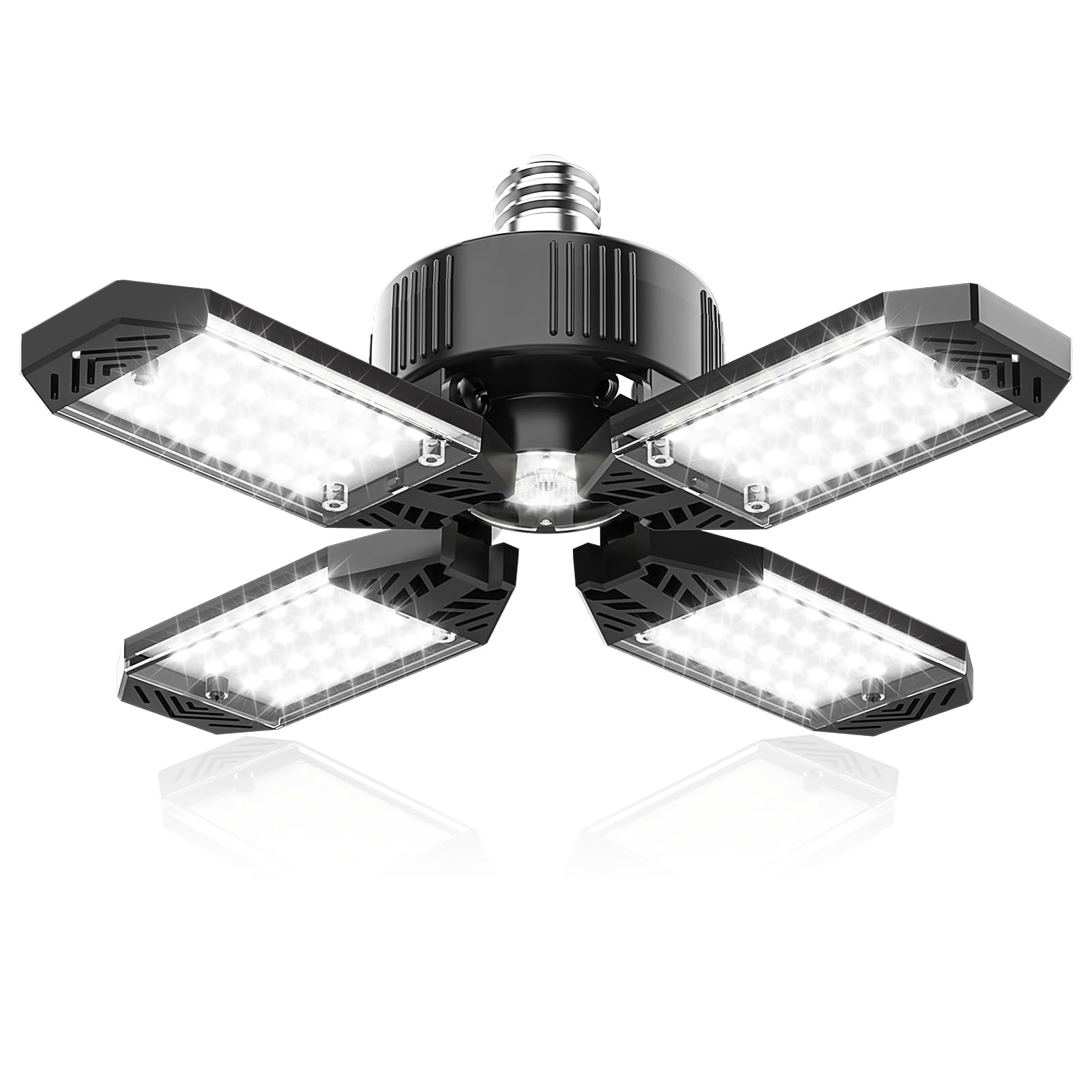 CHENGCHILIT Garage Light - 130W 13000LM Deformable 4+1 Panel LED Garage Ceiling Lights with Transformer, E26/27 Base, 6500K Dayl